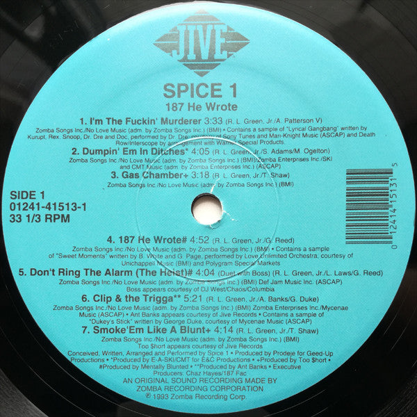 Spice 1 : 187 He Wrote (LP, Album)