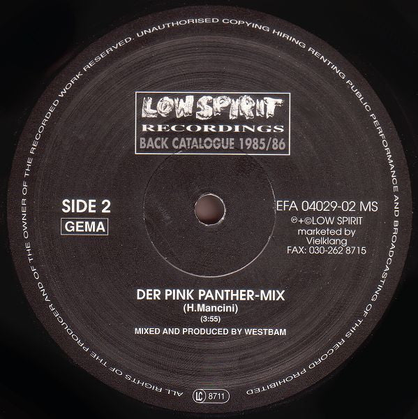 WestBam : Der Bundespräsidenten-Mix / Der Pink Panther-Mix (12", Ltd)