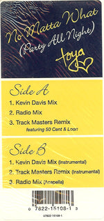 Toya (2) : No Matta What (Party All Night) (12")
