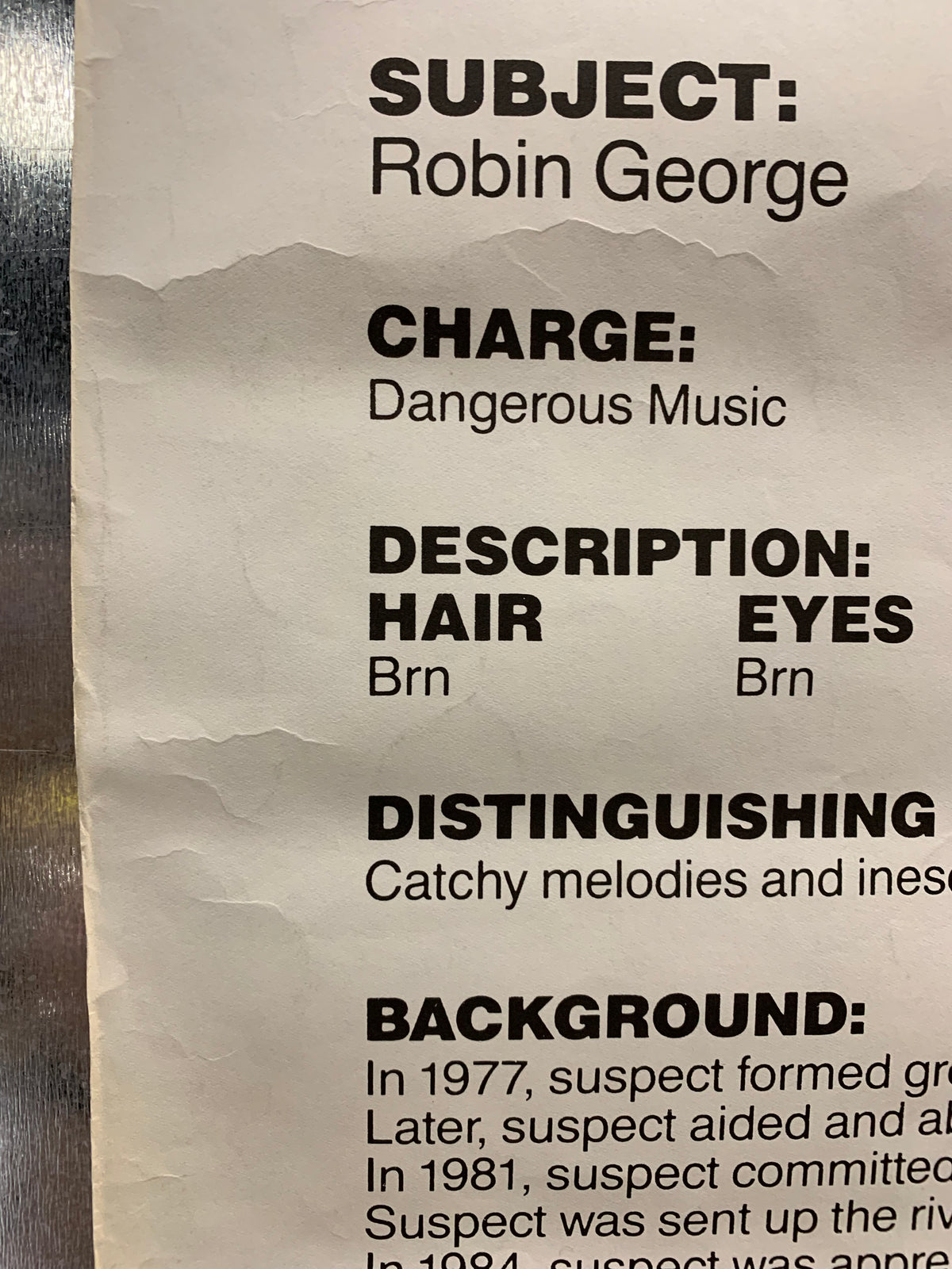 Robin George - Dangerous Music Promo Poster