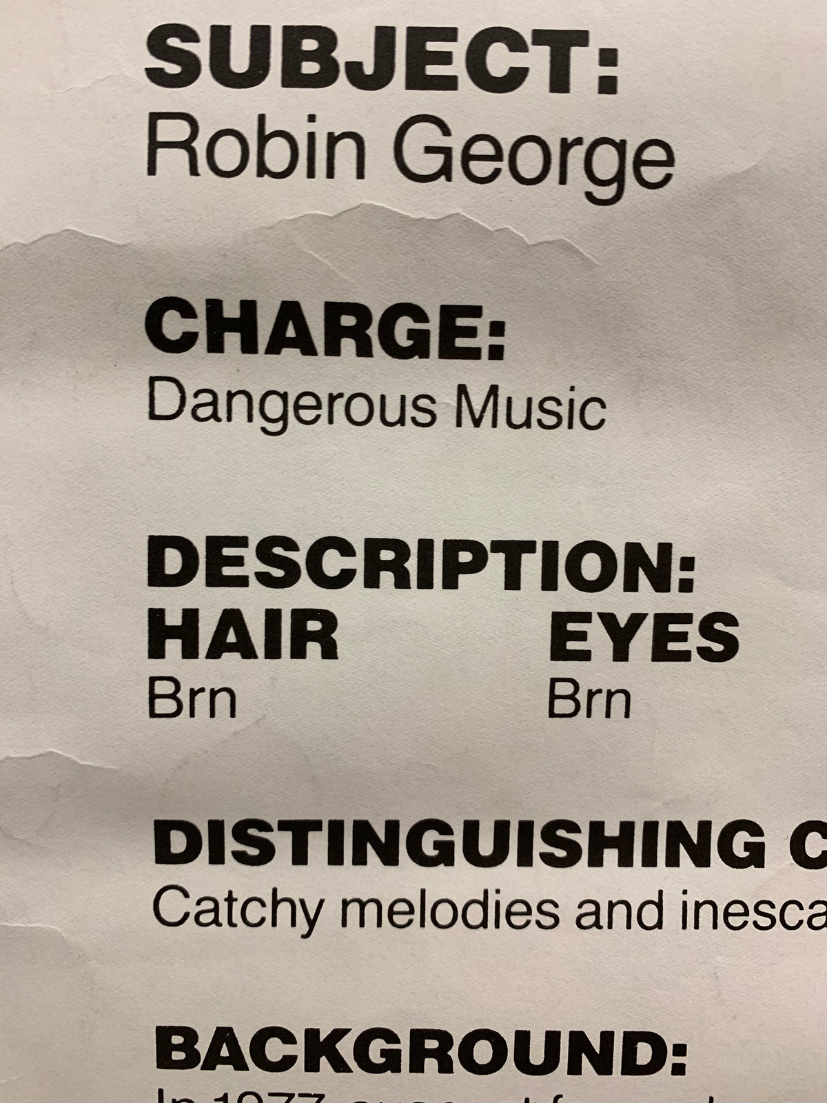 Robin George - Dangerous Music Promo Poster