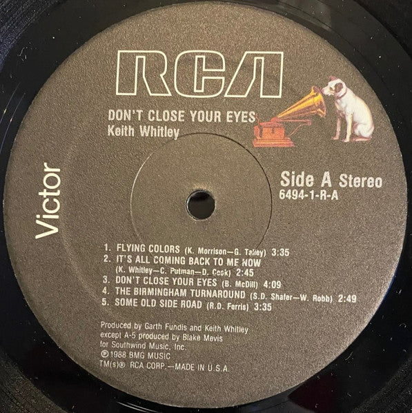 Keith Whitley : Don't Close Your Eyes (LP, Album, Abr)