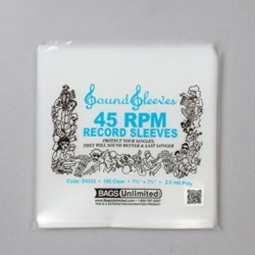 Bags Unlimited - Polyethylene 45RPM Record Sleeve - 2.5 Mil - 100 Ct