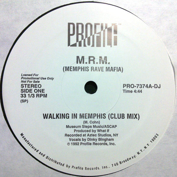 M.R.M. (Memphis Rave Mafia)* : Walking In Memphis (12", Promo)