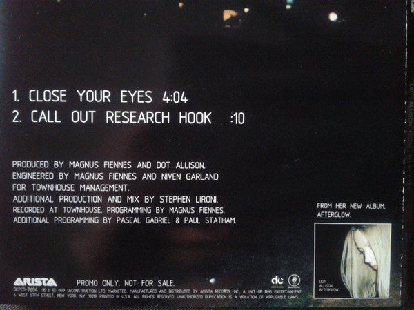 Dot Allison : Close Your Eyes (CD, Single, Promo)
