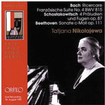 the album cover for Bach / Shostakovich / Beethoven / Nikolayeva - Ricercare a 3 Voci / Prelude & Fugues / Piano Stas