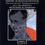 the album cover for Shostakovich / Ablaberdyeva / Munich Piano - Trio Op 8 & 67 / 7 Romances Op 127