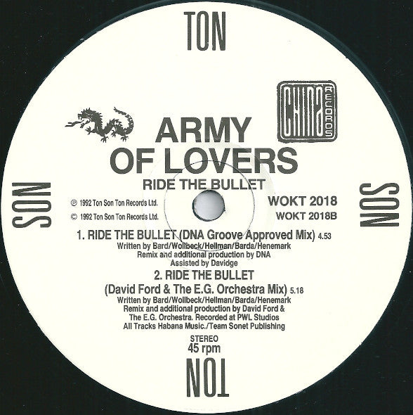 Army Of Lovers : Ride The Bullet (12", Single)