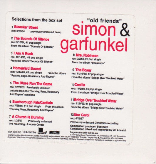 Simon & Garfunkel : Selections From The Box Set "Old Friends" (CD, Comp, Promo, Smplr)