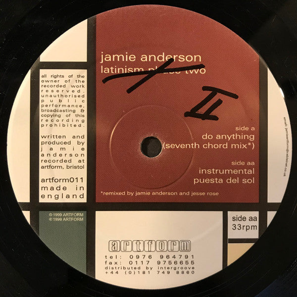 Jamie Anderson : Latinism Phase Two (12")