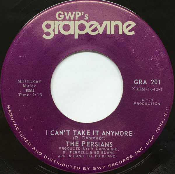 The Persians : Detour / I Can't Take It Anymore (7")