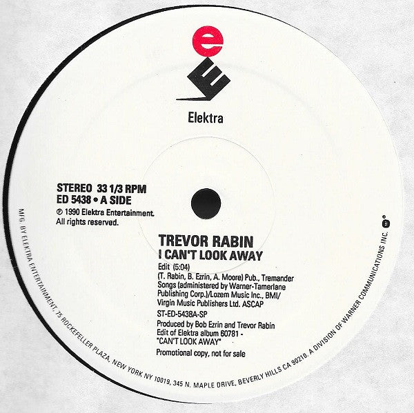 Trevor Rabin : I Can't Look Away (12", Single, Promo)