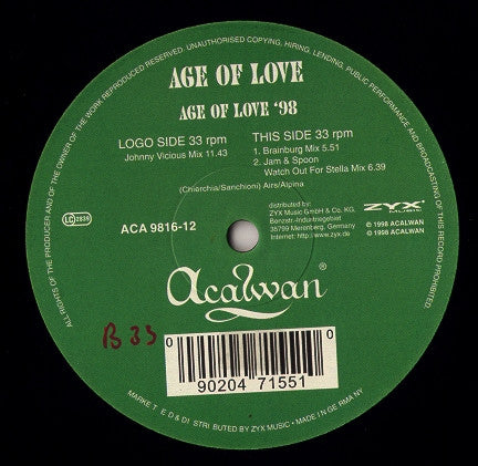 Age Of Love : The Age Of Love '98 (12")