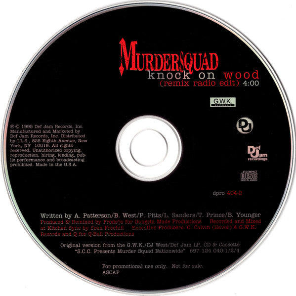 Murder Squad : Knock On Wood (Remix Radio Edit) (CD, Single, Promo)