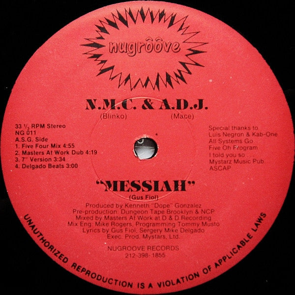 N.M.C. & A.D.J. : Messiah / Insane (12")
