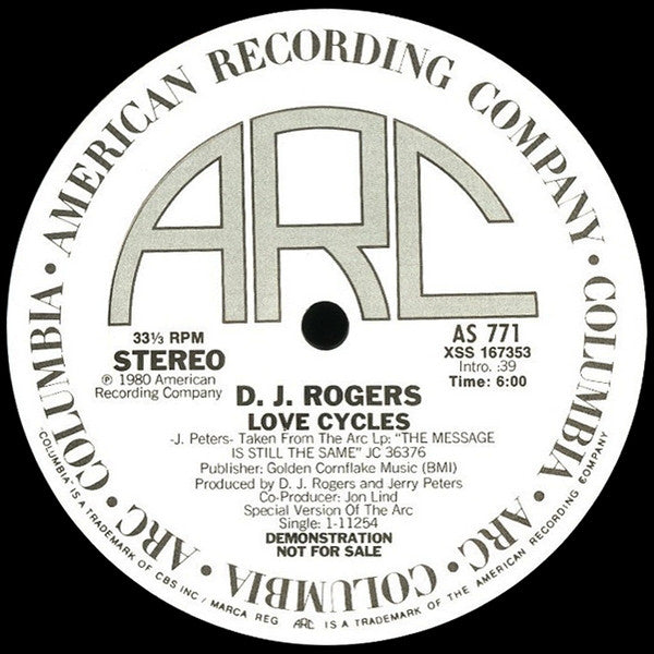 D. J. Rogers : Love Cycles (12", Single, Promo)