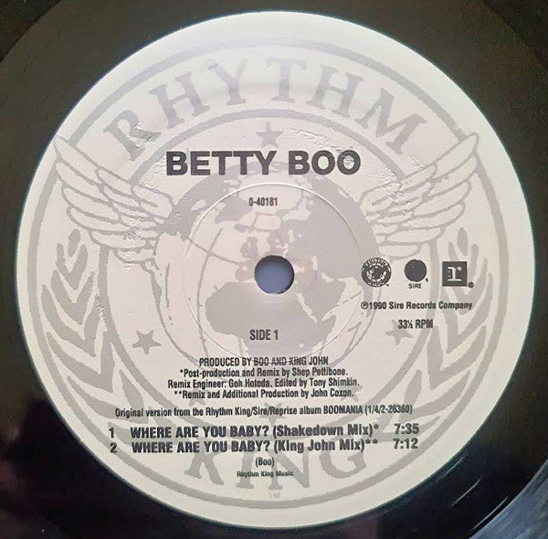 Betty Boo : Where Are You Baby? (12", Maxi)