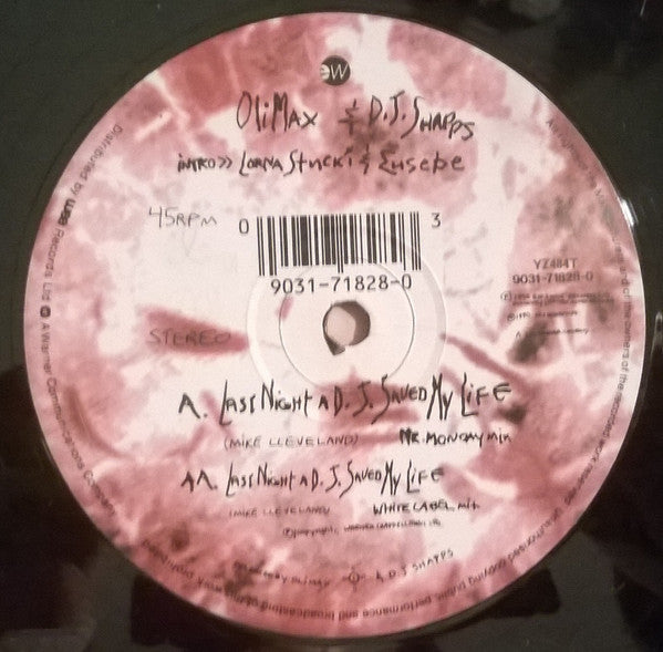 Olimax & D.J. Shapps* : Last Night A D.J. Saved My Life (12")