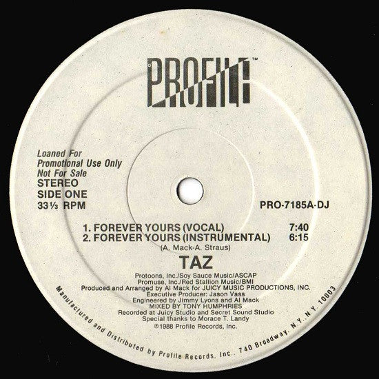 Taz (23) : Forever Yours (12", Promo)