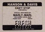Hanson & Davis : Can't Stop (12", Promo)