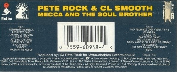 Pete Rock & C.L. Smooth : Mecca And The Soul Brother (Cass, Album)