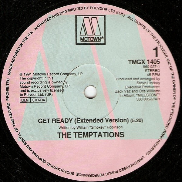 The Temptations : Get Ready (12", Single)