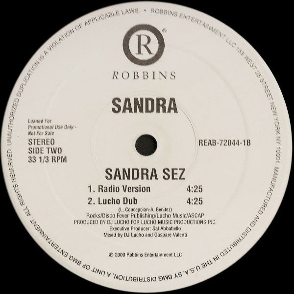 Sandra (3) : Sandra Sez (12", Promo)