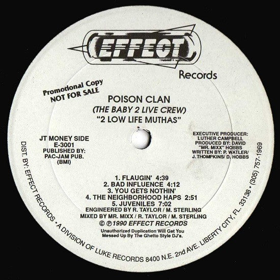 Poison Clan : 2 Low Life Muthas (LP, Album, Promo)