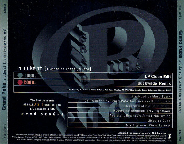 Grand Puba : I Like It (I Wanna Be Where You Are) (CD, Single, Promo)