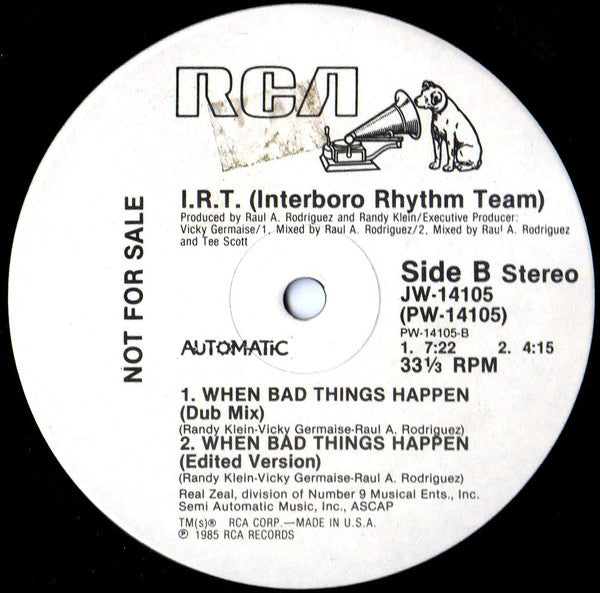 I.R.T. (Interboro Rhythm Team)* : When Bad Things Happen (12", Promo)