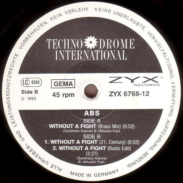 ABS : Without A Fight (12", Maxi)