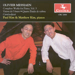 the album cover for Double Edge - Visions de L'amen for 2 Pianos / Quatre Etudes
