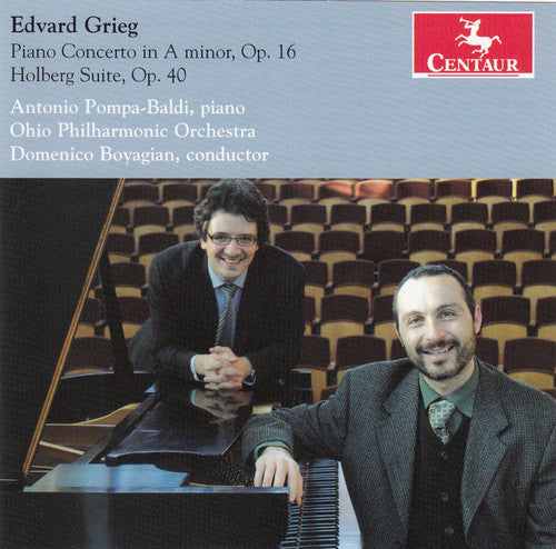 the album cover for Antonio Pompa-Baldi - Piano Concerto in A minor Op 16 / Holberg Suite Op
