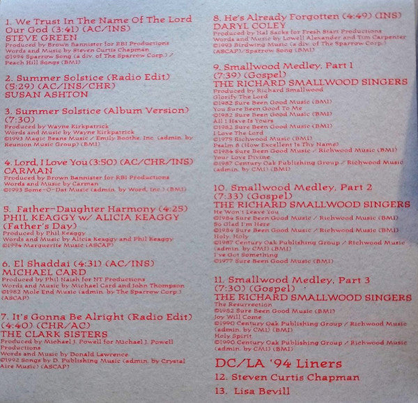 Various : Sparrow Tunes April 1994 (CD, Comp, Promo)
