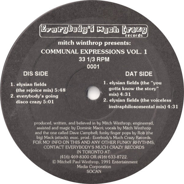 Mitch Winthrop Presents* : Communal Expressions Vol. 1 (12")