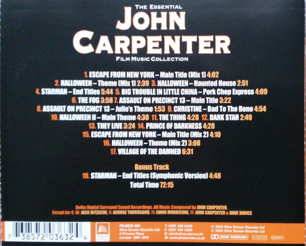 Gareth Williams (3) : The Essential John Carpenter (Film Music Collection) (HDCD)