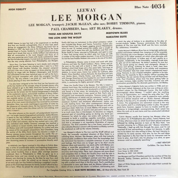Lee Morgan : Leeway (LP, Album, Mono, RE, 200)