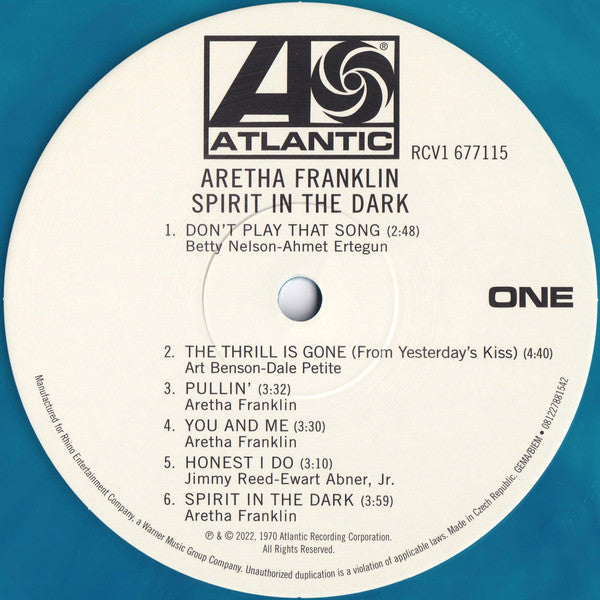 Aretha Franklin : Spirit In The Dark (LP, Album, Mono, Club, RE, Blu)