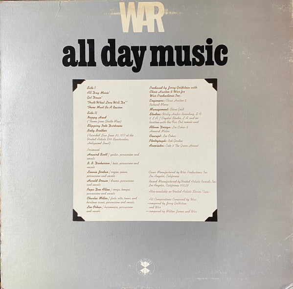 War : All Day Music (LP, Album, Pit)