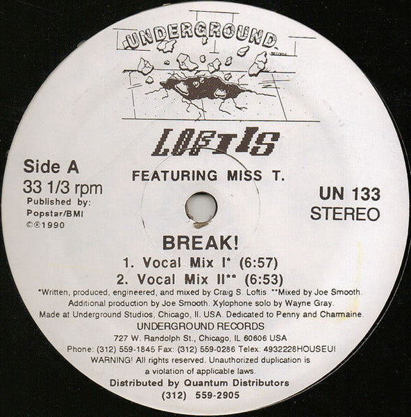Loftis* Featuring Miss T.* : Break! (12")