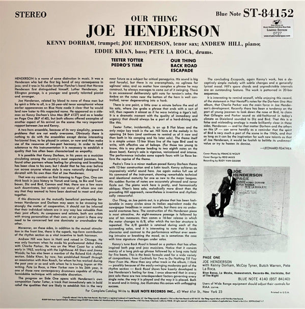 Joe Henderson : Our Thing (2x12", Album, Ltd, Num, RE, 180)
