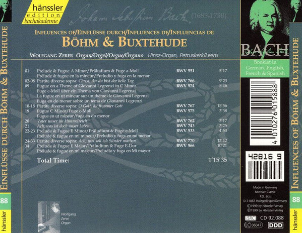 Wolfgang Zerer : Böhm & Buxtehude (CD)