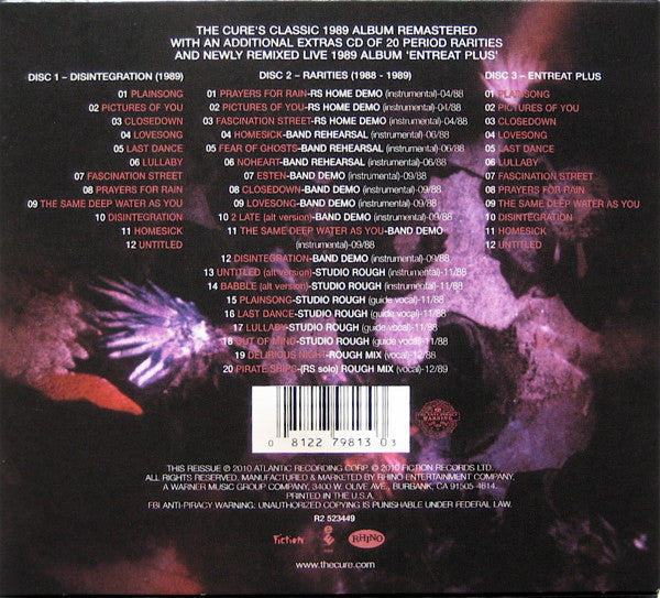 The Cure : Disintegration (CD, Album, RE + CD, Comp + CD, Album, RE + Dlx, RM)