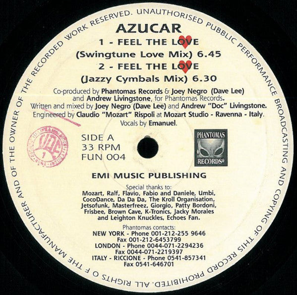 Azucar : Feel The Love / Da Da Da (12")