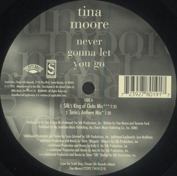 Tina Moore : Never Gonna Let You Go (The Hurley Dance Mixes) (2x12")