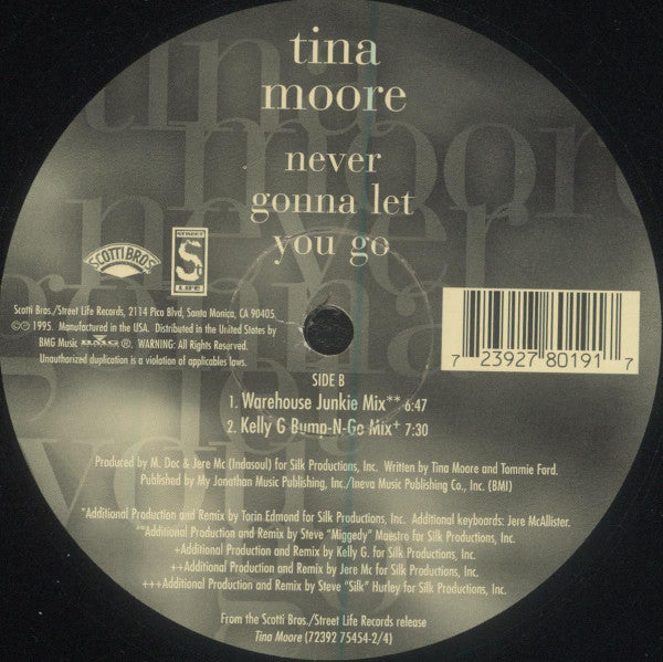 Tina Moore : Never Gonna Let You Go (The Hurley Dance Mixes) (2x12")