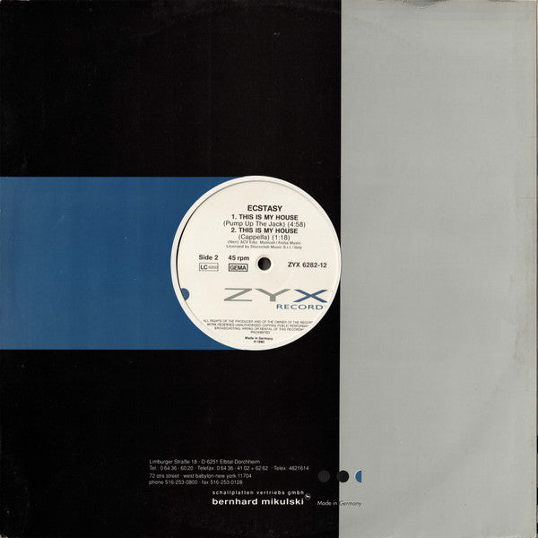 Ecstasy (2) : This Is My House (12", Maxi)