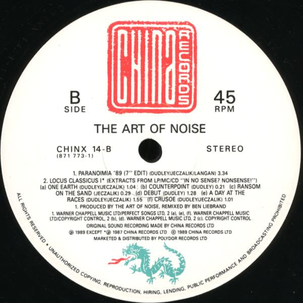 The Art Of Noise : Paranoimia '89 (12", Single)