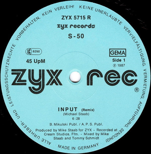 S-50 : Input (Remix) (12")
