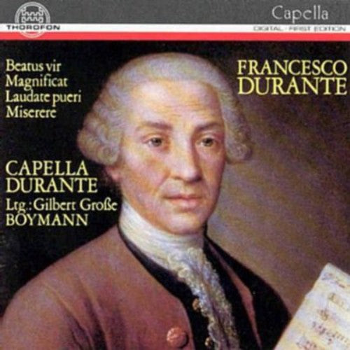 the album cover for Capella Durante - Works for 4 & 5 Part Chorus Strings & B.C.